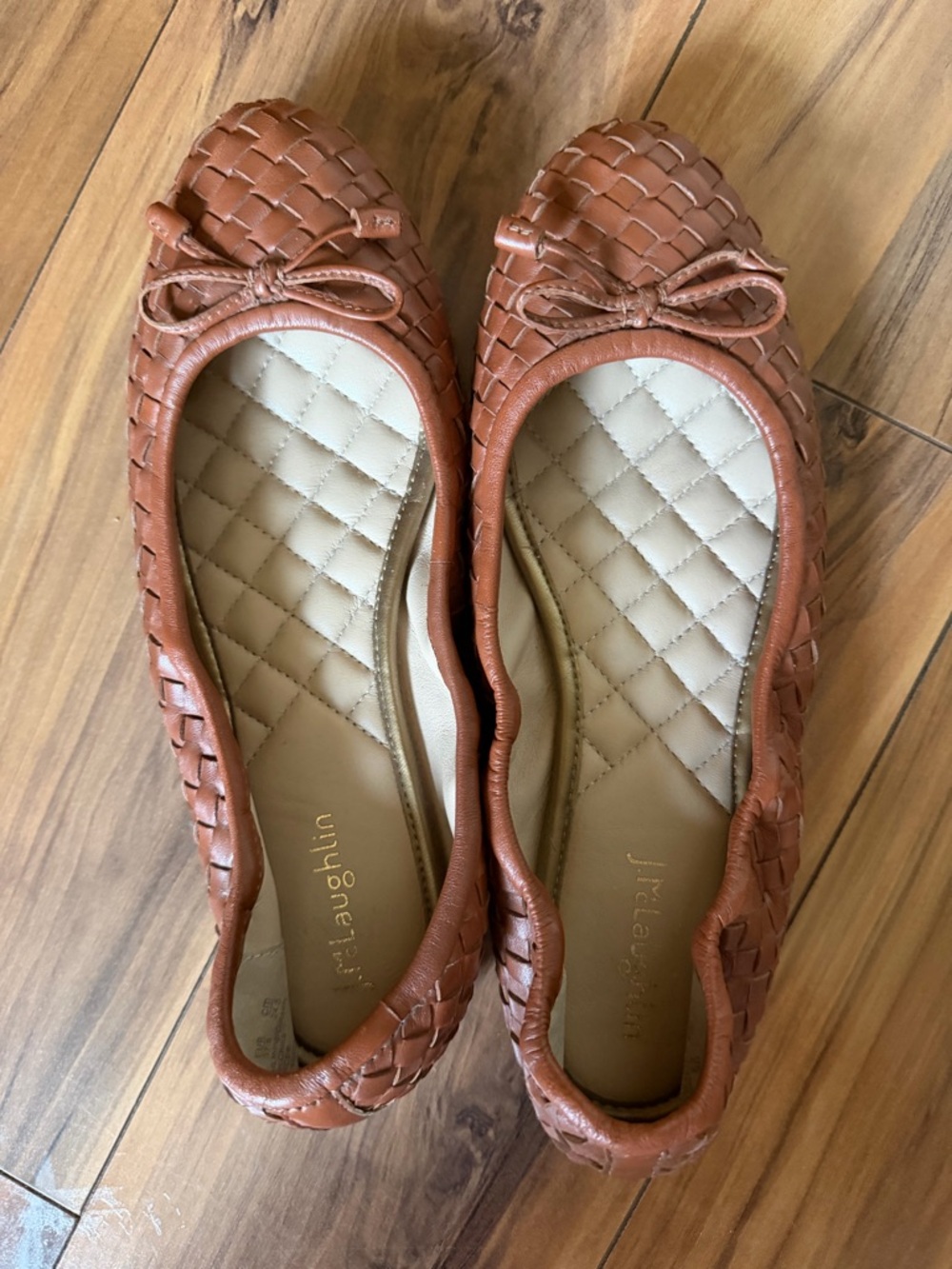 J. McLaughlin Tan Woven Leather Ballet Flats - Picture 4 of 9